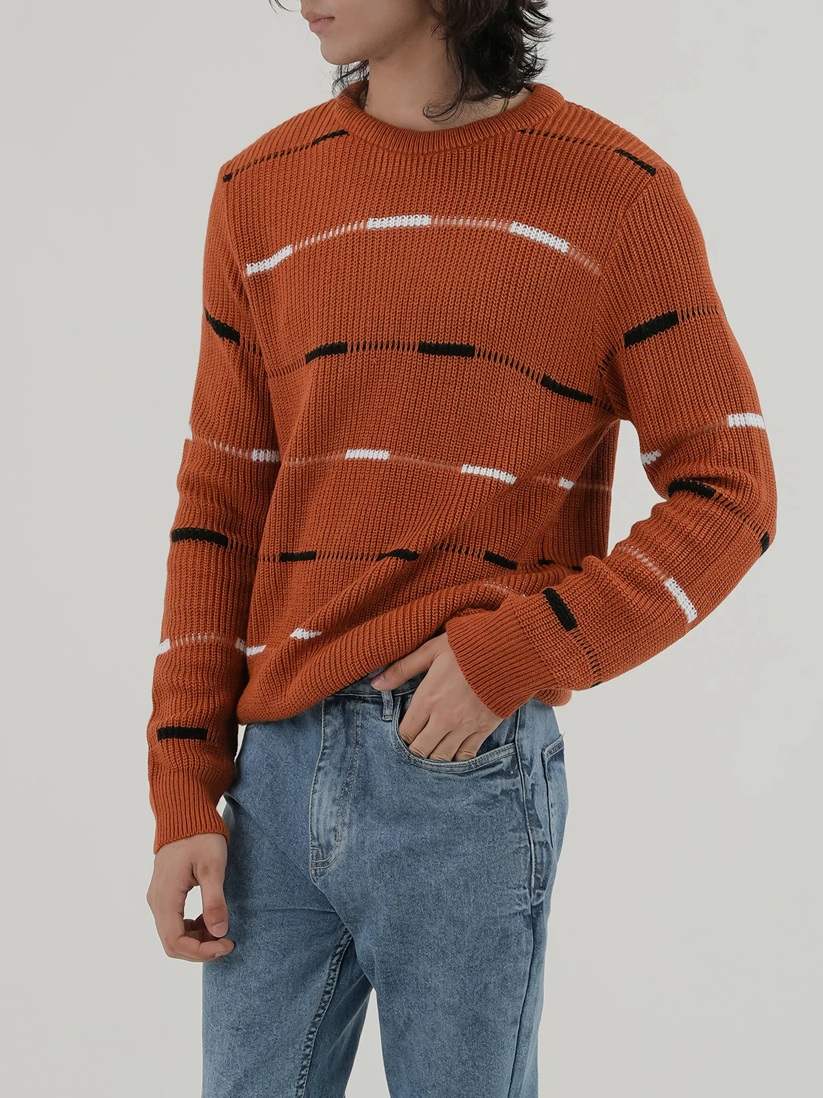 "ALLARD" Regular Fit Yarn Dyed Acrylic Sweater - Image 2