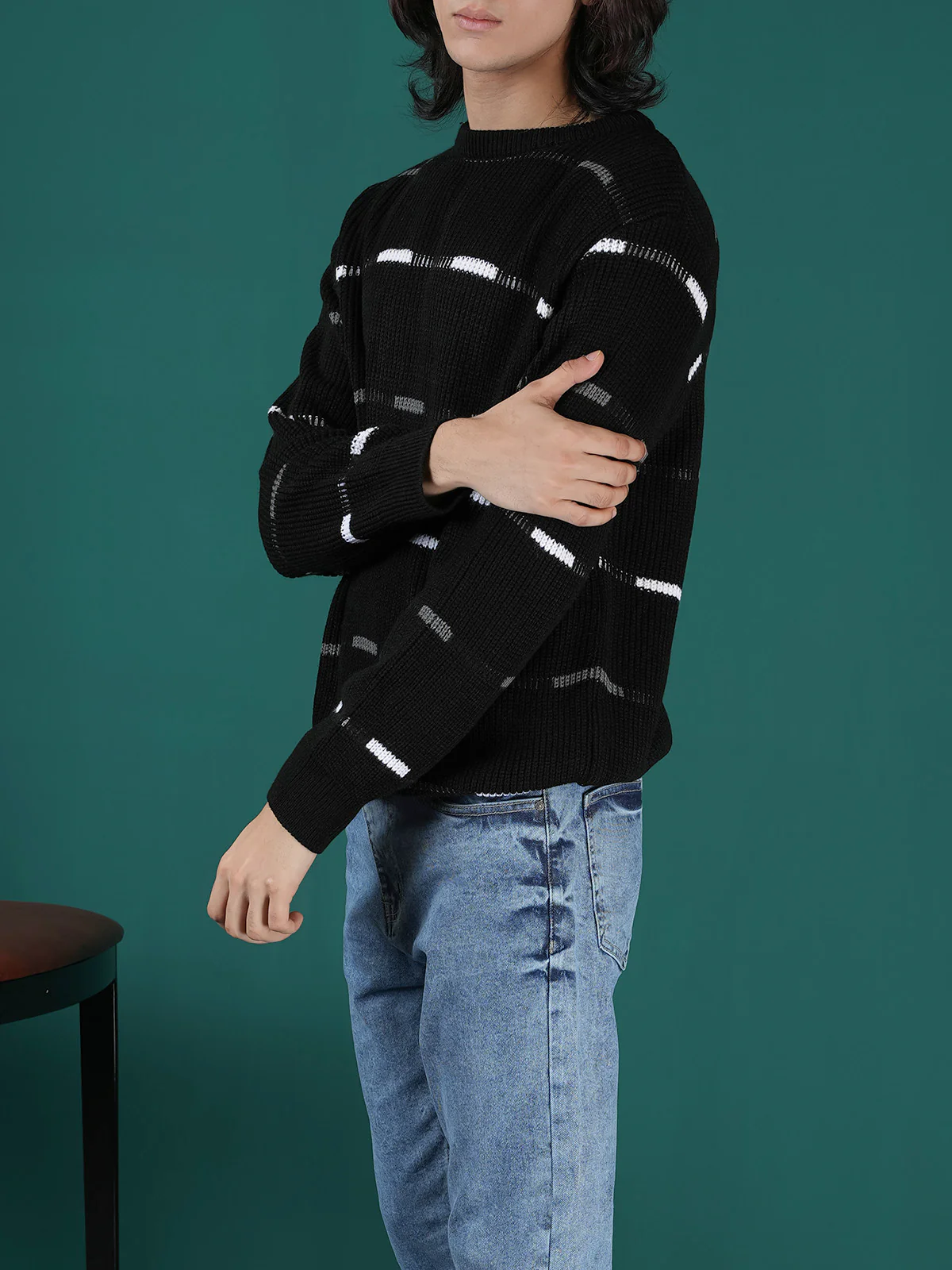 "ALLARD" Regular Fit Yarn Dyed Acrylic Sweater - Image 2