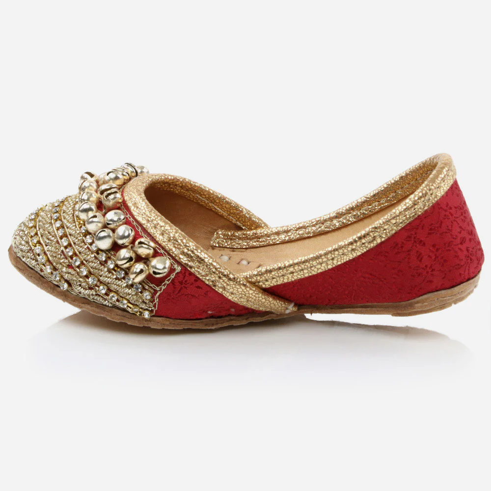 Baby Infants Metallic Detailing Traditional Indian Handmade Leather Khussa Jutti Mojari Children Pumps Shoes Size 1-10 UK Child - Image 3