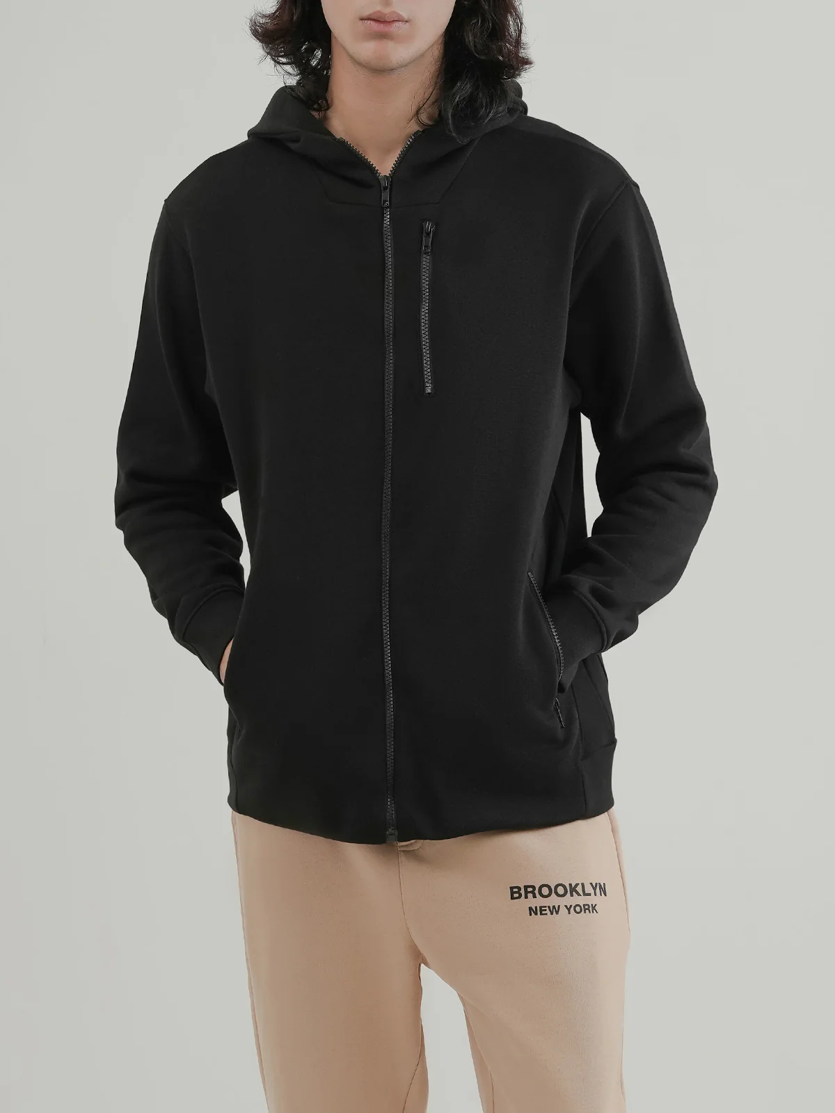 "BERYL" Zipper Regular Fit Fleece Hoodie