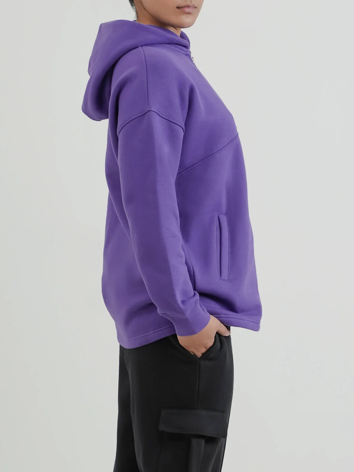 "CHEREE" Classic Textured Fleece Hoodie - Image 3