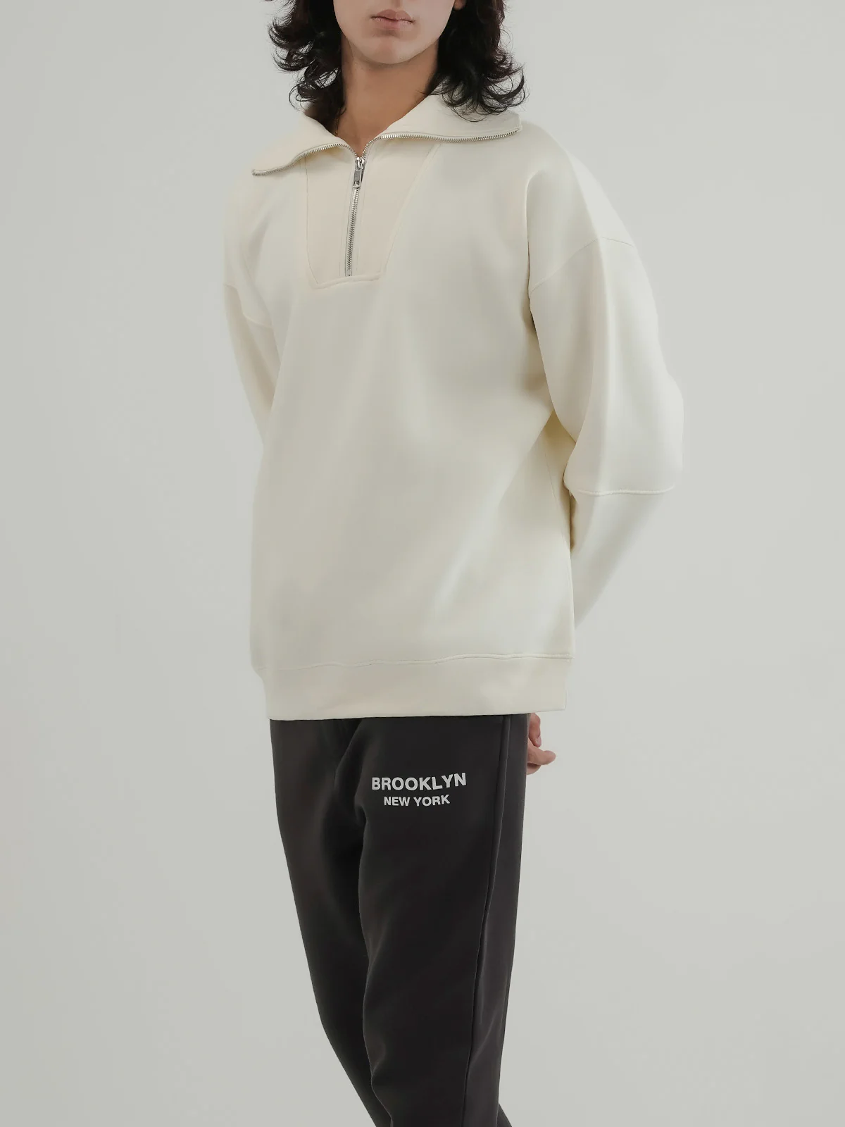 "CINDER" Drop Shoulder Fleece Sweatshirt - Image 3