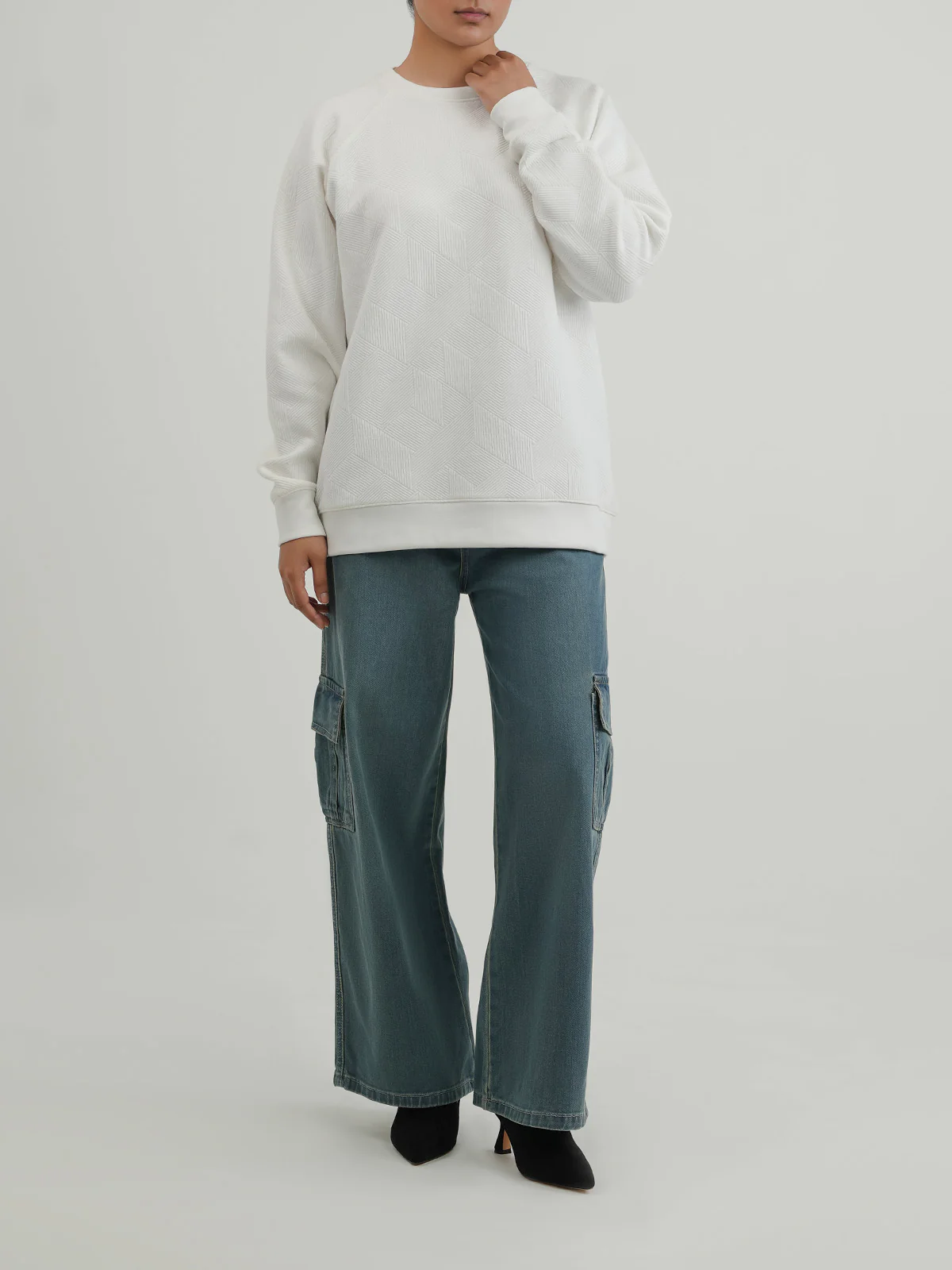 "DEMETER" Basics Textured Fleece Sweatshirt - Image 2