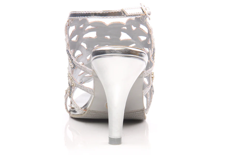 Diamante Leaf Cut-Out Designed Bridal Sandal - Image 2