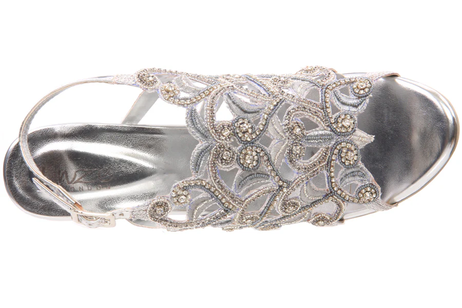 Diamante Leaf Cut-Out Designed Bridal Sandal - Image 4