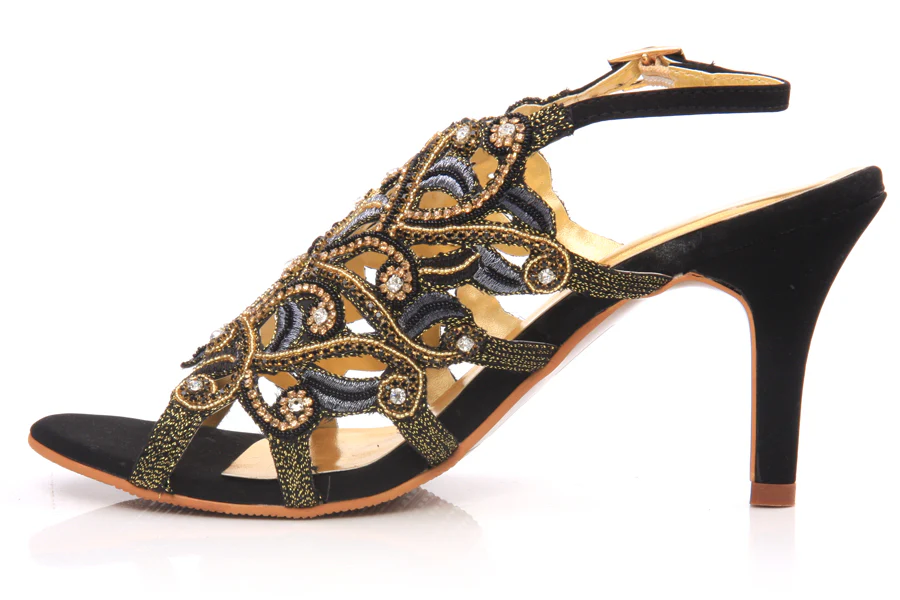 Diamante Leaf Cut-Out Designed Bridal Sandal - Image 3