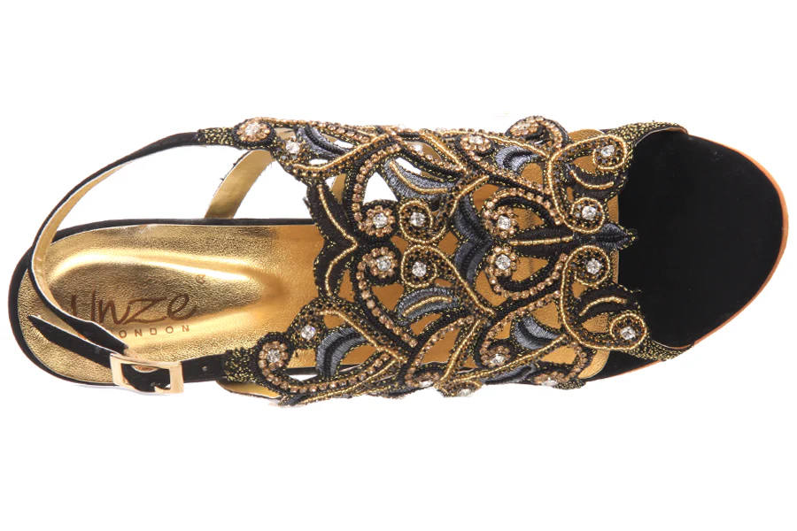 Diamante Leaf Cut-Out Designed Bridal Sandal - Image 4