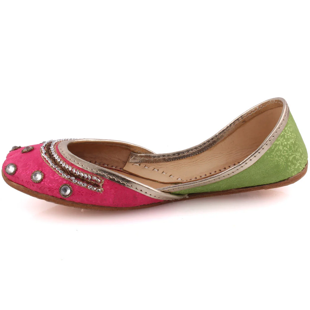 Girls ‘Empress’ Two-Toned Indian Khussa Slippers - Image 3