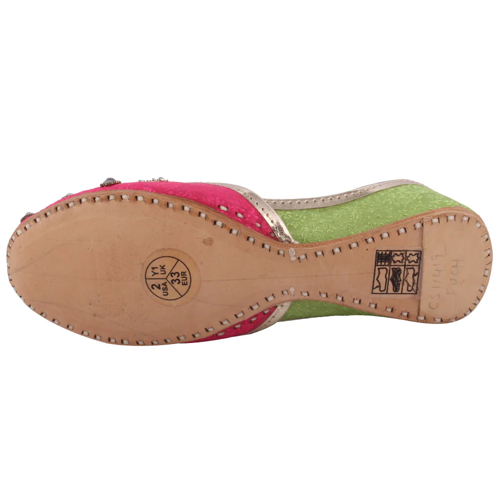 Girls ‘Empress’ Two-Toned Indian Khussa Slippers - Image 5