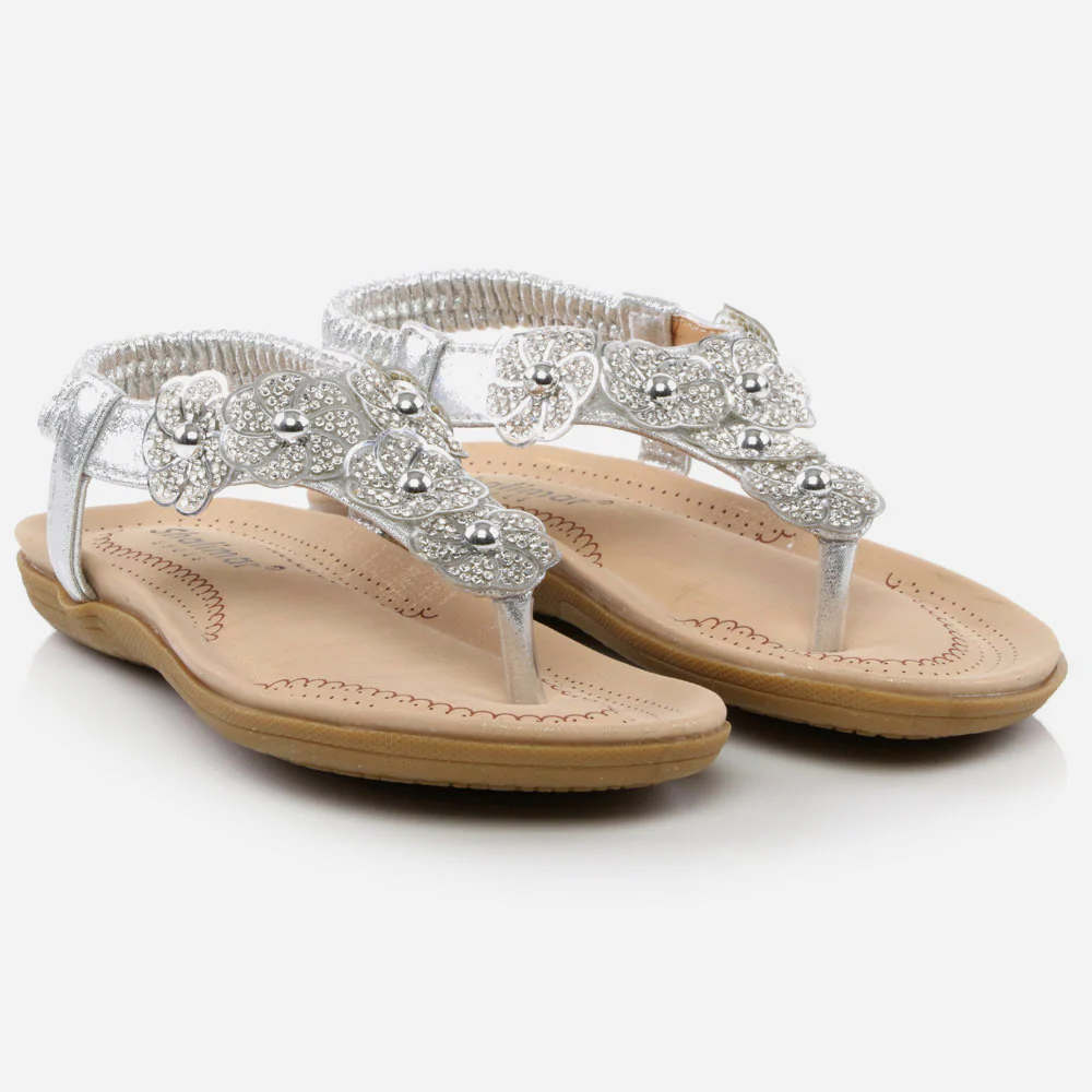 Girls Kids Shimmery Crystals Evening Open Toe Thong Ankle Strap Prom Party Bridesmaid Flats Children Wedding Sandals Shoes Size - Image 2