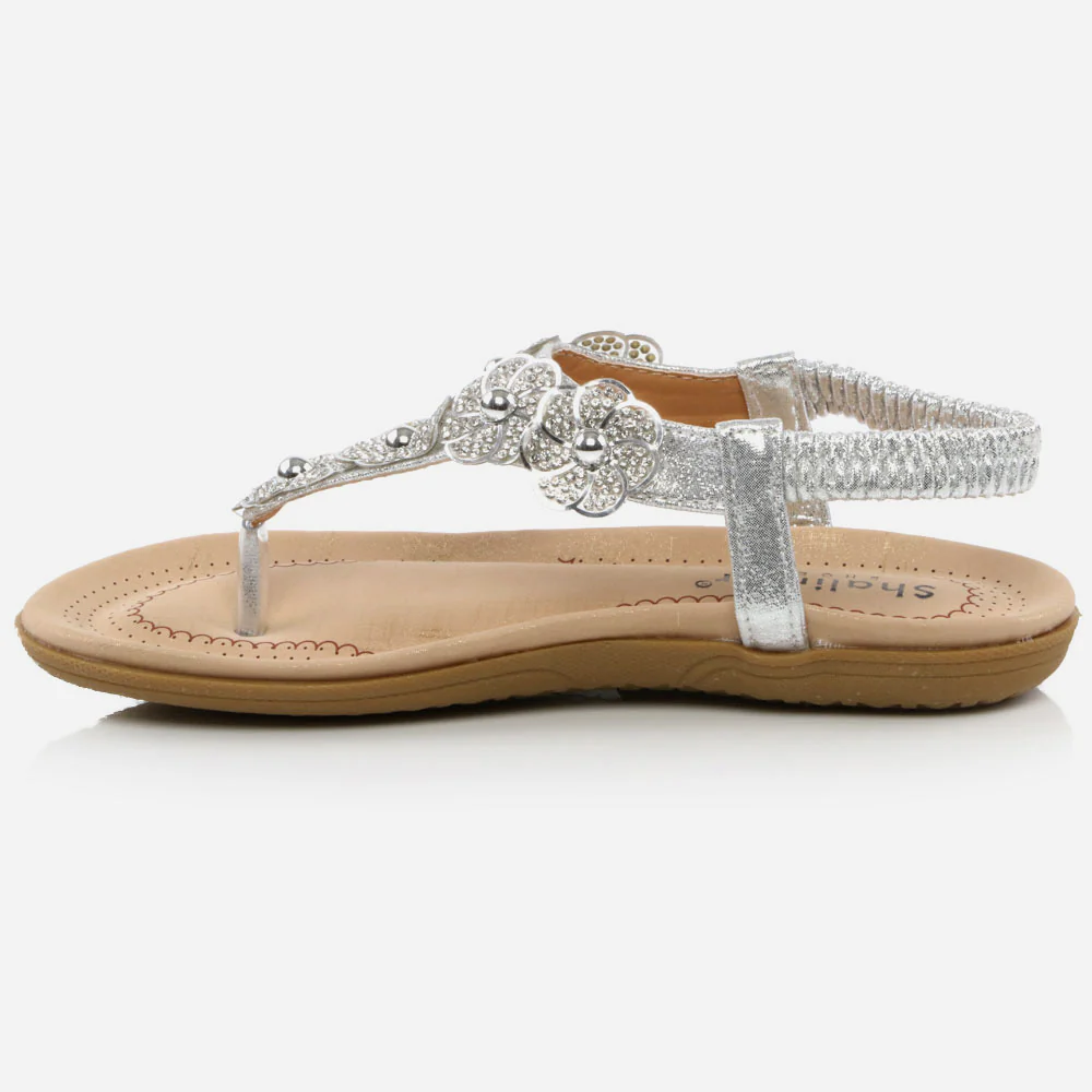 Girls Kids Shimmery Crystals Evening Open Toe Thong Ankle Strap Prom Party Bridesmaid Flats Children Wedding Sandals Shoes Size - Image 3