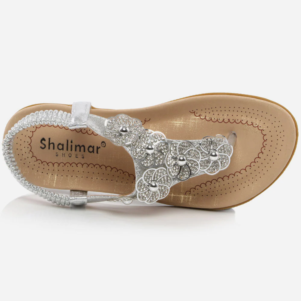 Girls Kids Shimmery Crystals Evening Open Toe Thong Ankle Strap Prom Party Bridesmaid Flats Children Wedding Sandals Shoes Size - Image 4