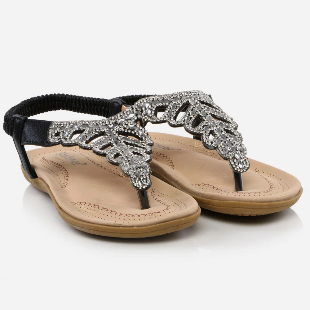 Girls Kids Shimmery Crystals Evening Open Toe Thong Comfy Prom Party Bridesmaid Flats Children Wedding Sandals Shoes Size - Image 2