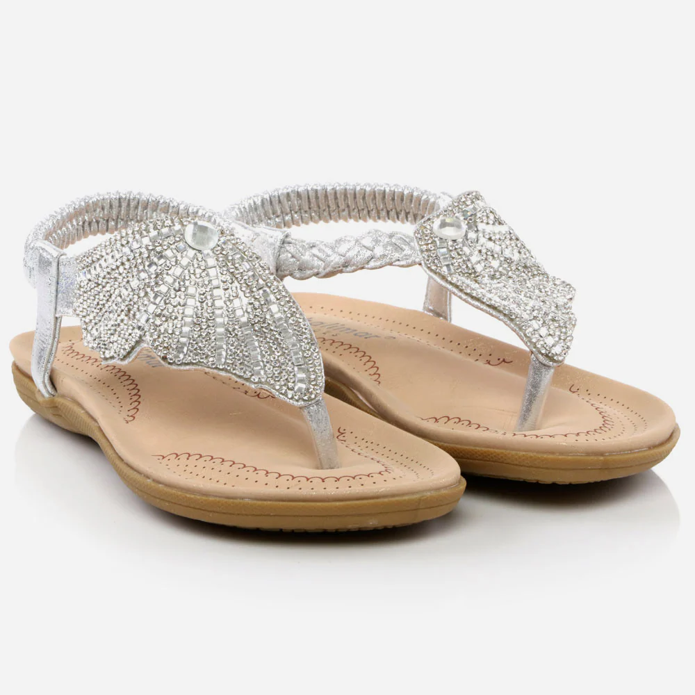 Girls Kids Shiny Crystals Vamp Evening Open Toe Thong Comfy Prom Party Bridesmaid Flats Children Wedding Sandals Shoes Size - Image 2