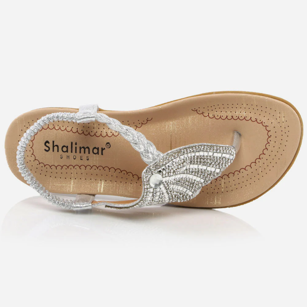 Girls Kids Shiny Crystals Vamp Evening Open Toe Thong Comfy Prom Party Bridesmaid Flats Children Wedding Sandals Shoes Size - Image 4