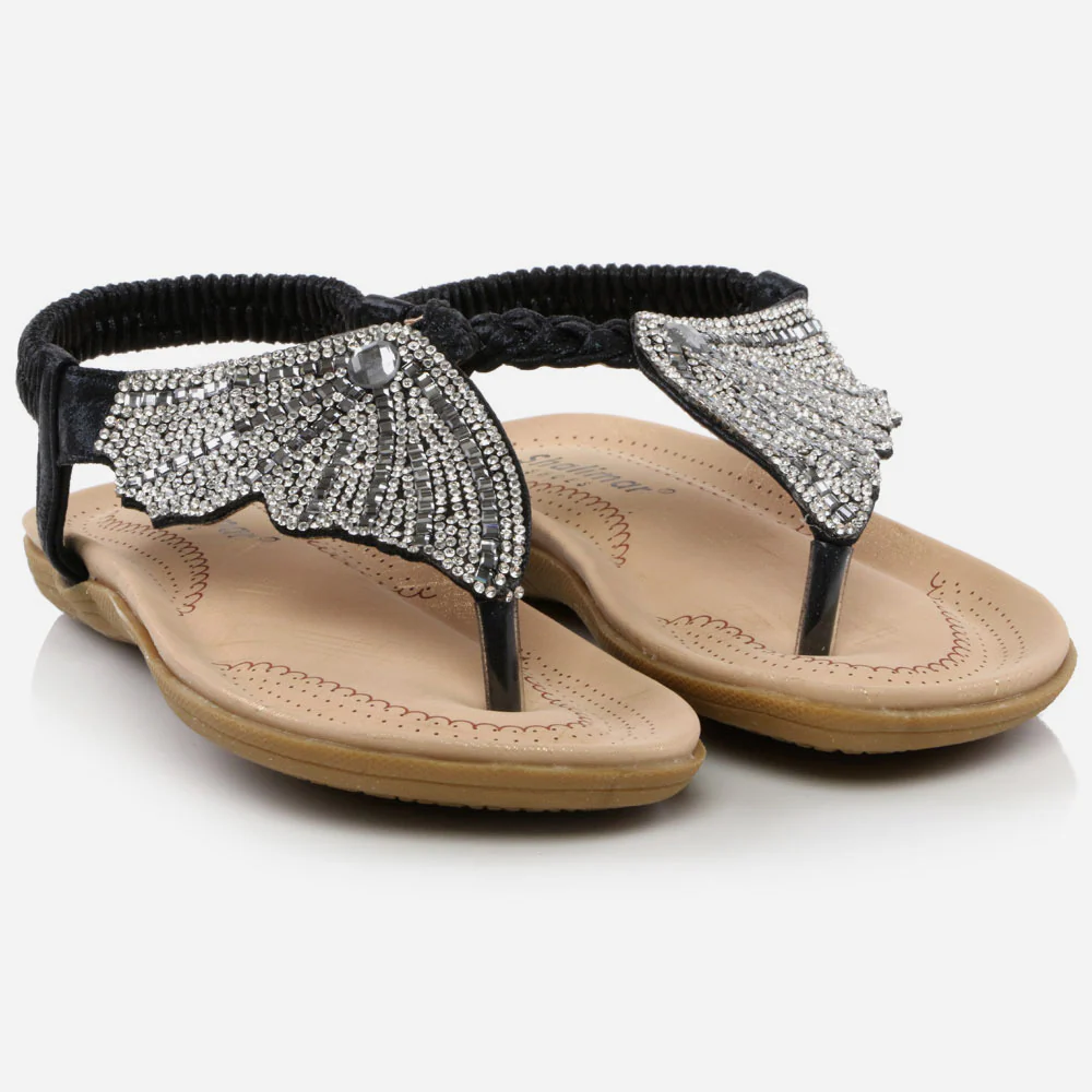 Girls Kids Shiny Crystals Vamp Evening Open Toe Thong Comfy Prom Party Bridesmaid Flats Children Wedding Sandals Shoes Size - Image 2