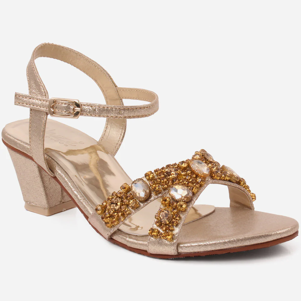 Girls" LEXIS" Stylish Glitter Block Heel Ankle Strap Sandals