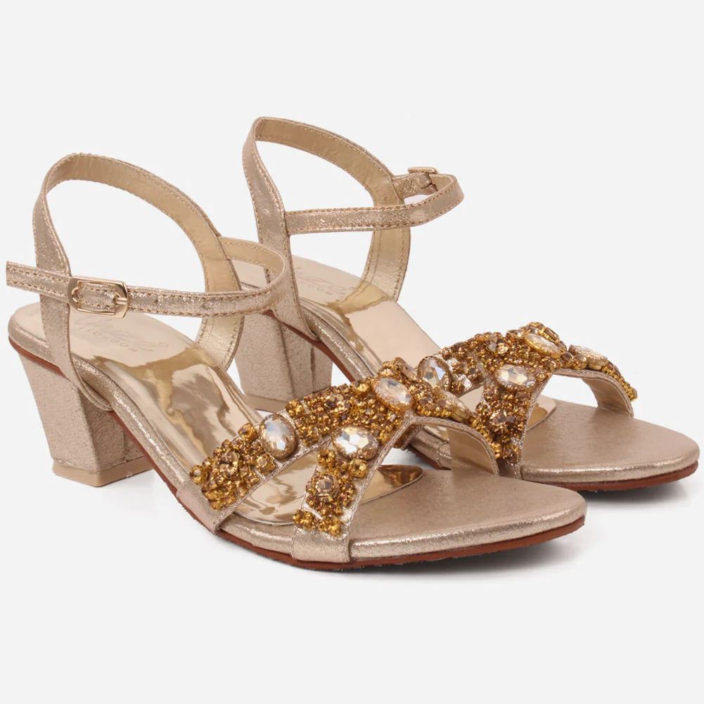 Girls" LEXIS" Stylish Glitter Block Heel Ankle Strap Sandals - Image 2