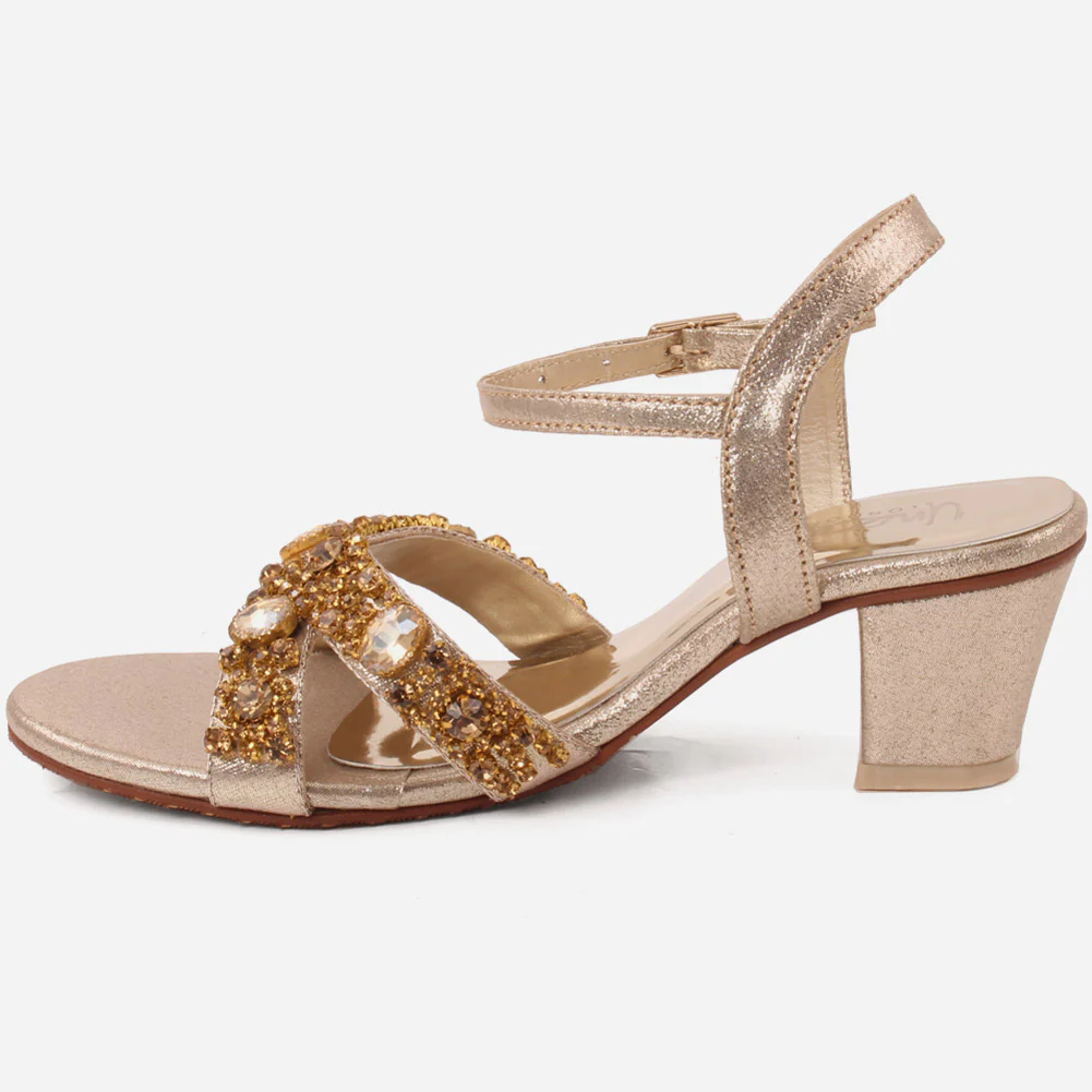 Girls" LEXIS" Stylish Glitter Block Heel Ankle Strap Sandals - Image 3