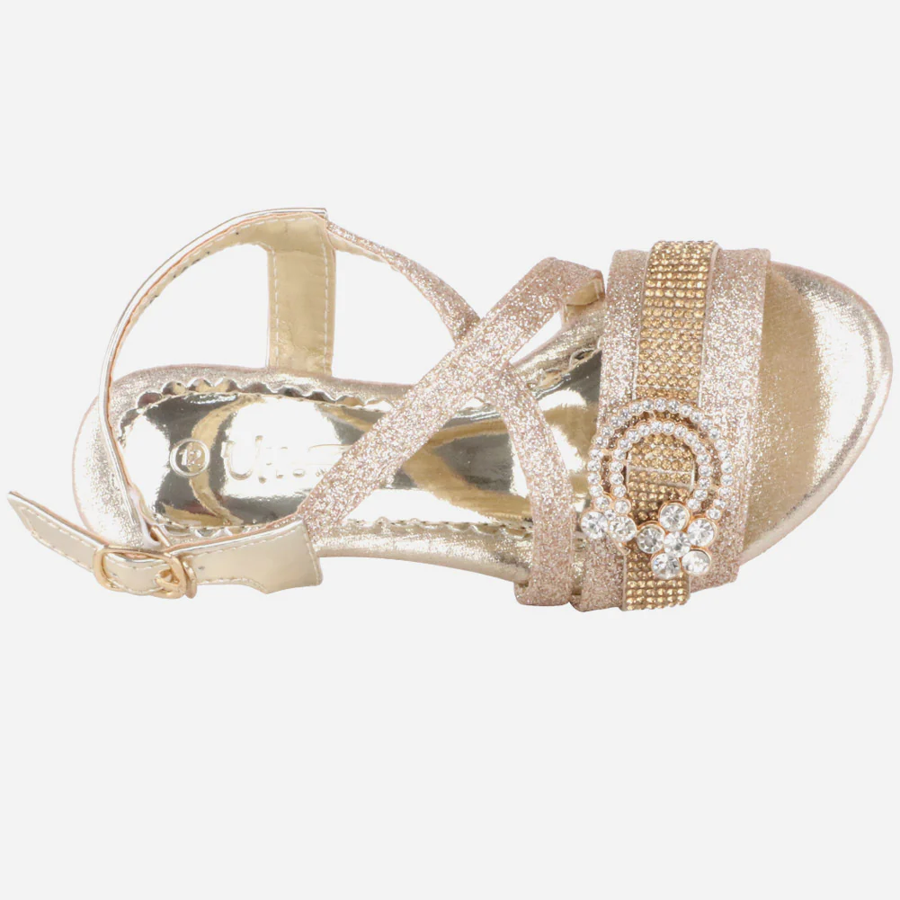 Girl's "OLIVIA" Cute Adorable Strappy Glitter Heel Sandals - Image 4