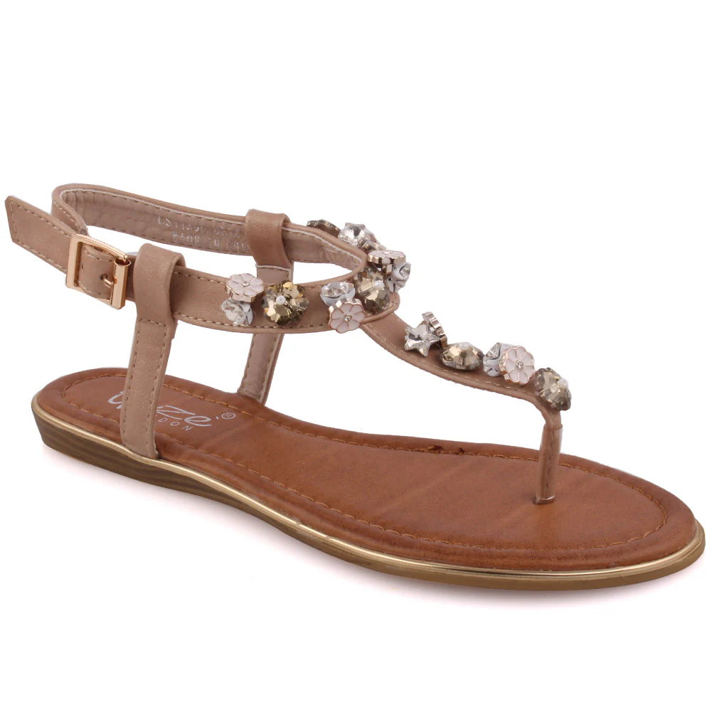 Girls ‘Zufiara’ Embellished Open Toe Flat Sandals