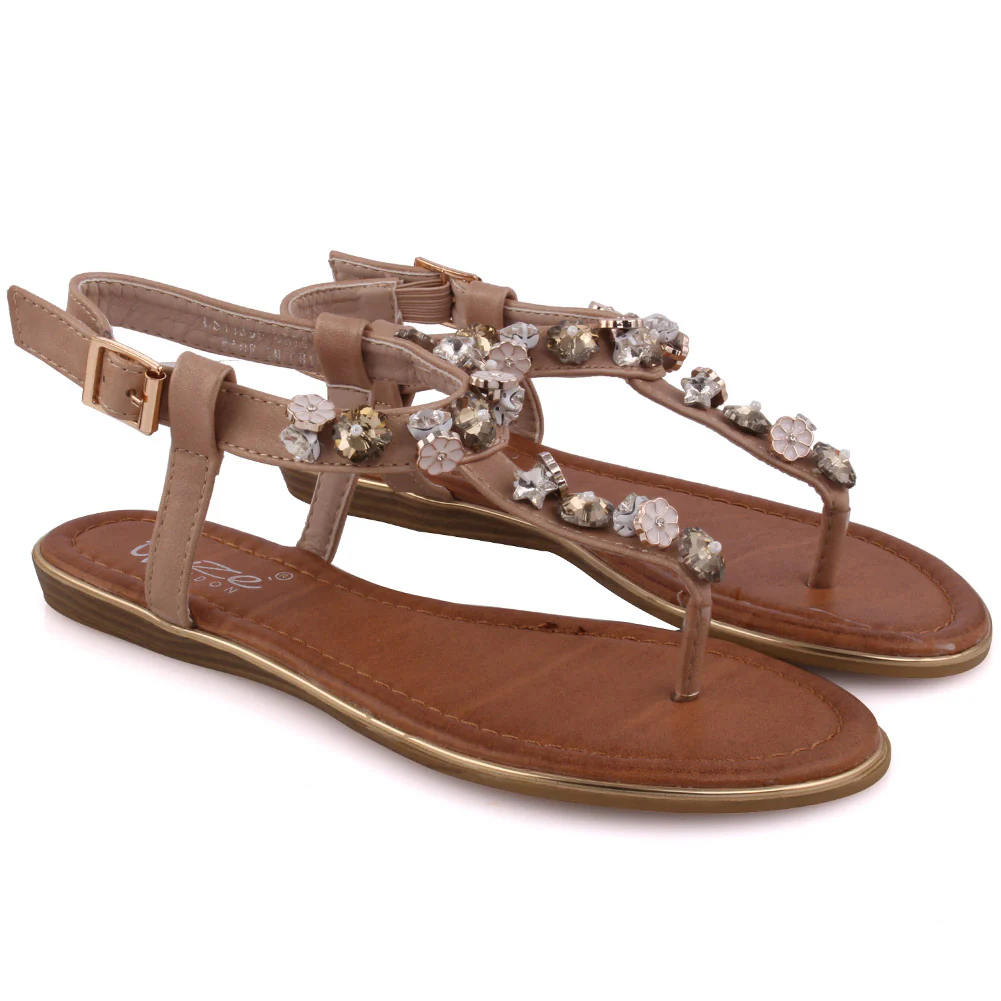 Girls ‘Zufiara’ Embellished Open Toe Flat Sandals - Image 2