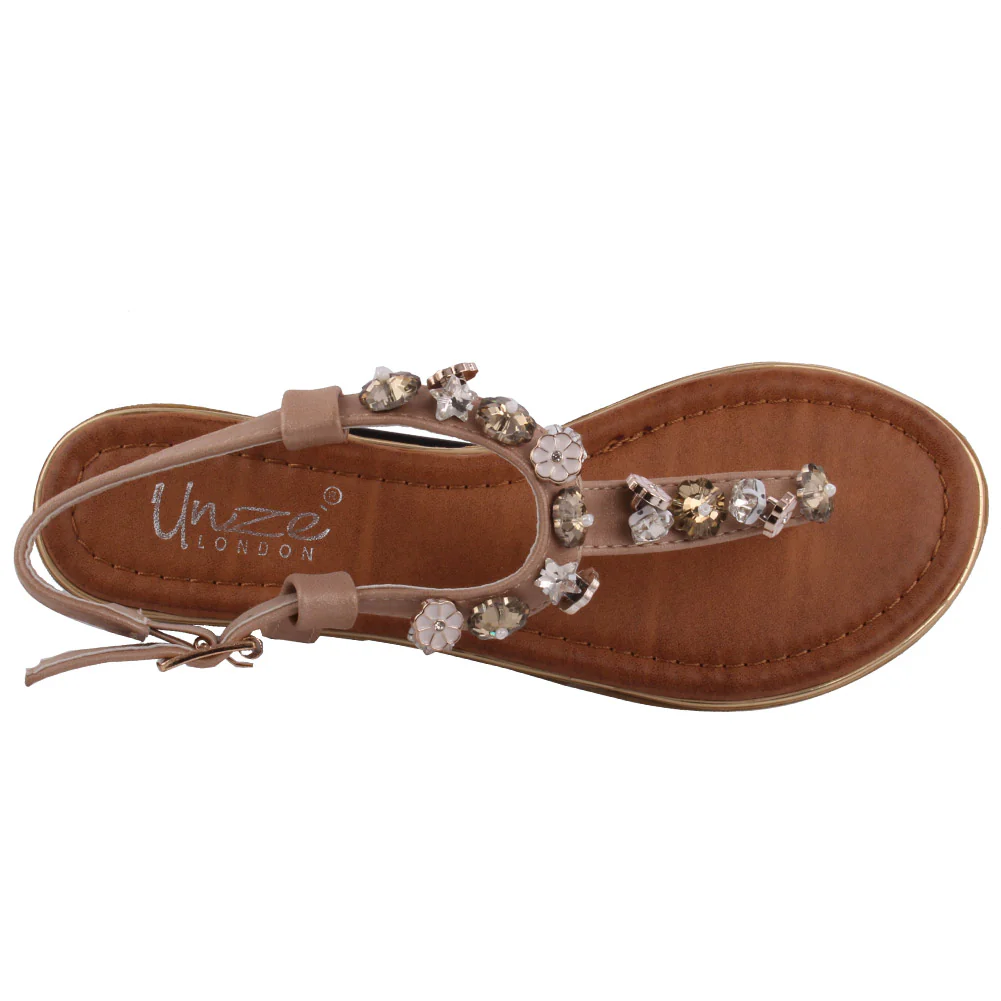 Girls ‘Zufiara’ Embellished Open Toe Flat Sandals - Image 4