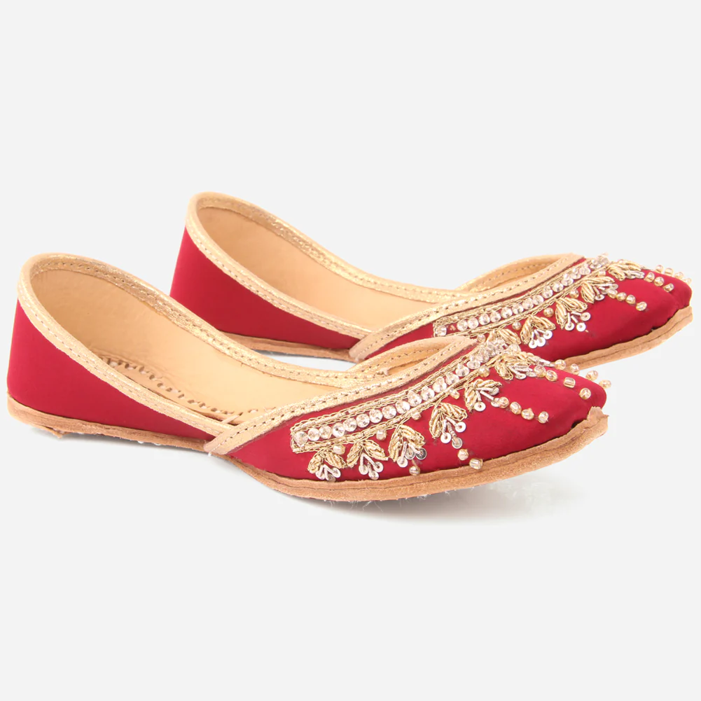Girls"LORAINE" Handcrafted Leather Indian Khussa - Image 2