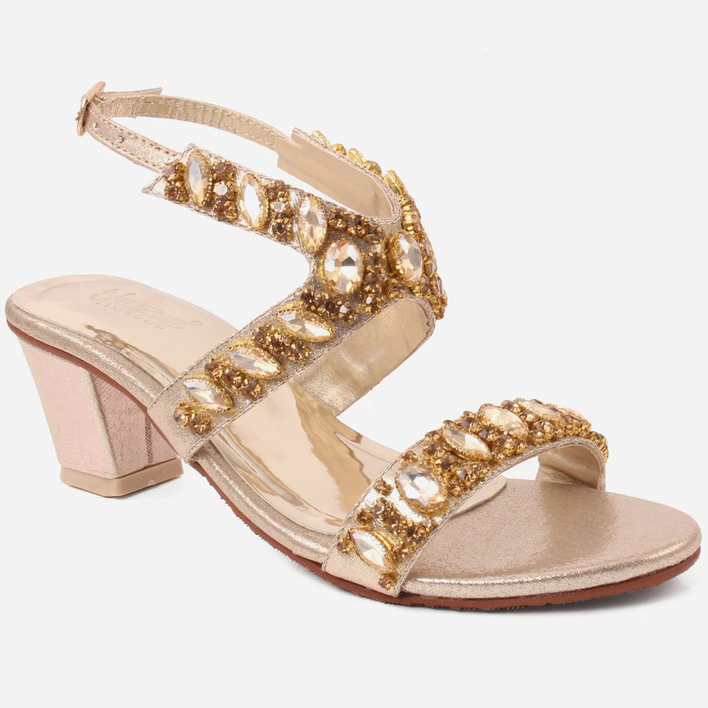 Girls"TAYA"Sparkling Block Heel Sandals