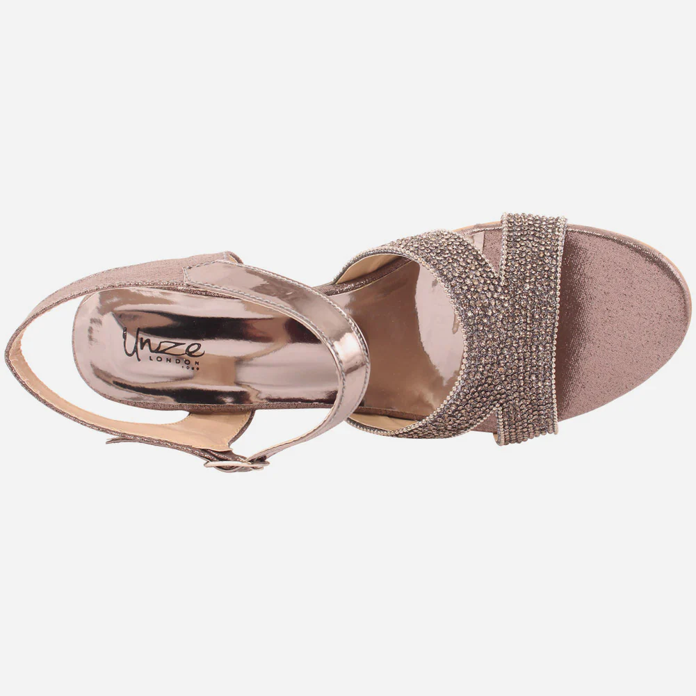 Grils"Jeena"Low heel sparkle Sandals - Image 4