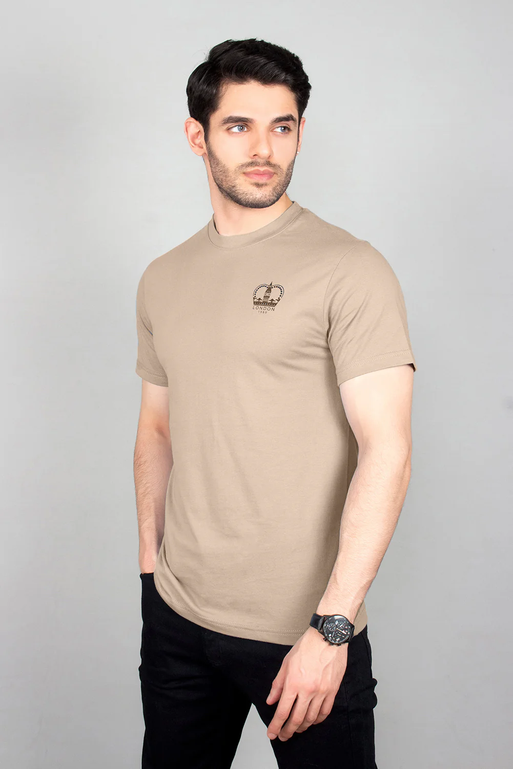 "GUAZ" Crew Neck Slim Fit T-Shirt - Image 2