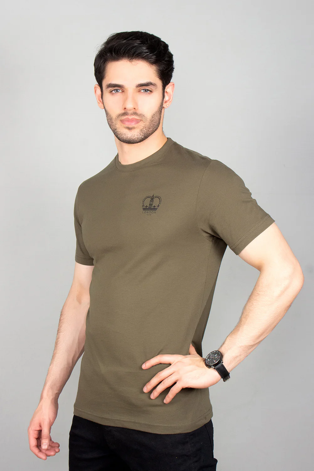 "GUAZ" Crew Neck Slim Fit T-Shirt - Image 2