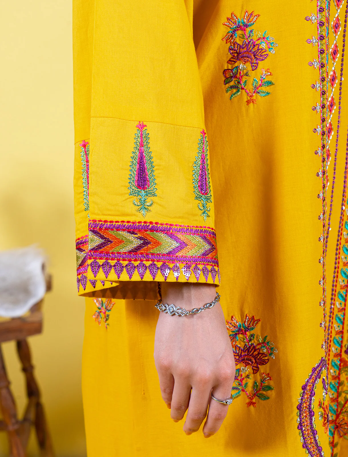 "JOHANA" Stitched Embroidered Two Piece Suit - Image 5