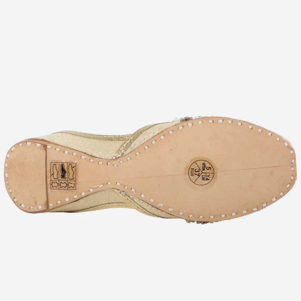 Kids Girls Embellished Traditional Indian Handmade Leather Khussa Jutti Mojari Children Pumps Shoes Size 11-5 UK Child - Image 5