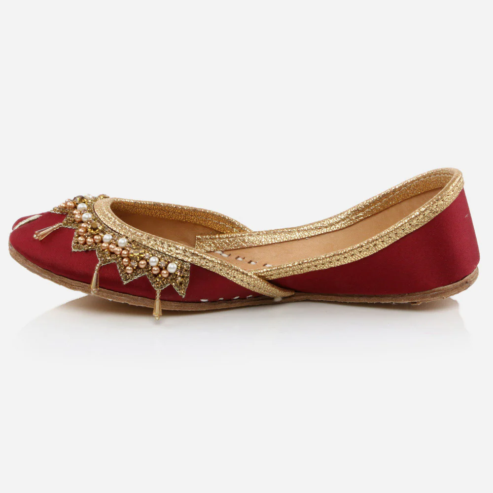 Kids Girls Fancy Decorated Evening Wear Indian Handmade Shoes Leather Khussa Juti Mojari Children Flat Slip-ons Sizes 11 UK – 5 UK - Image 3