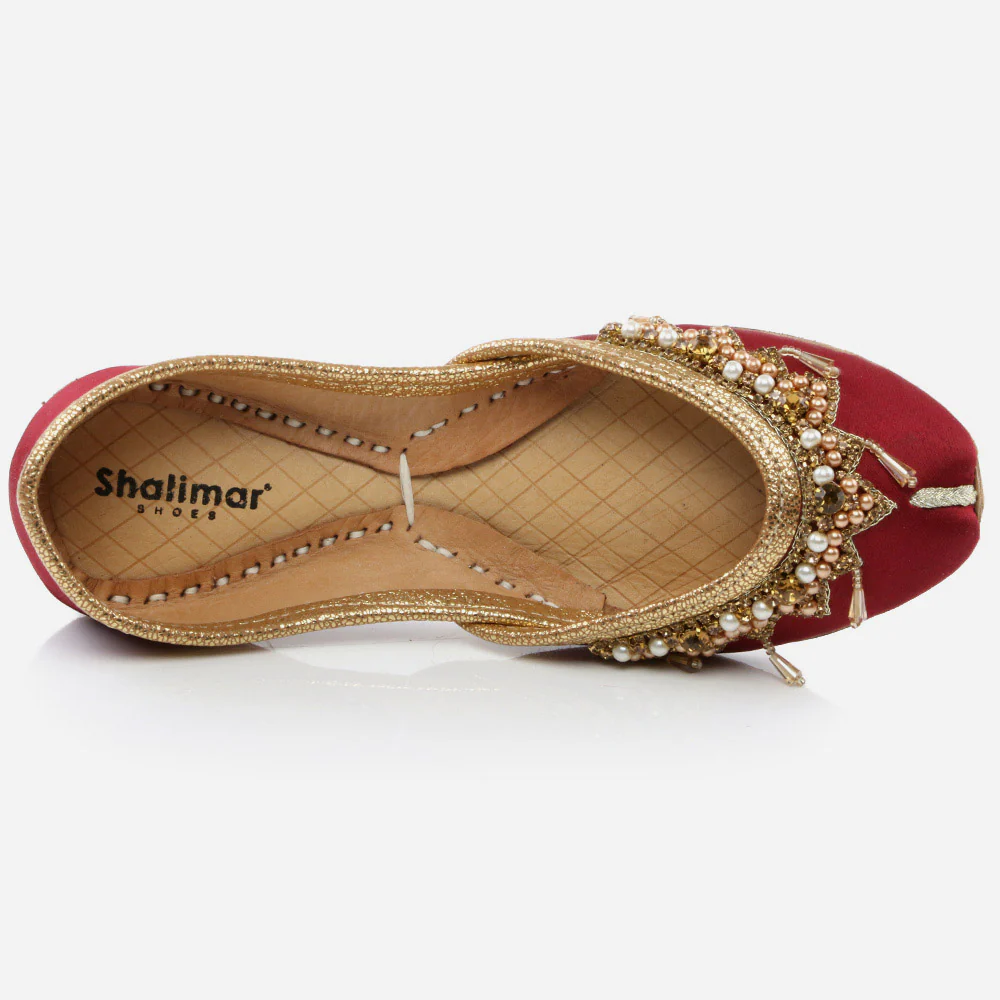 Kids Girls Fancy Decorated Evening Wear Indian Handmade Shoes Leather Khussa Juti Mojari Children Flat Slip-ons Sizes 11 UK – 5 UK - Image 4