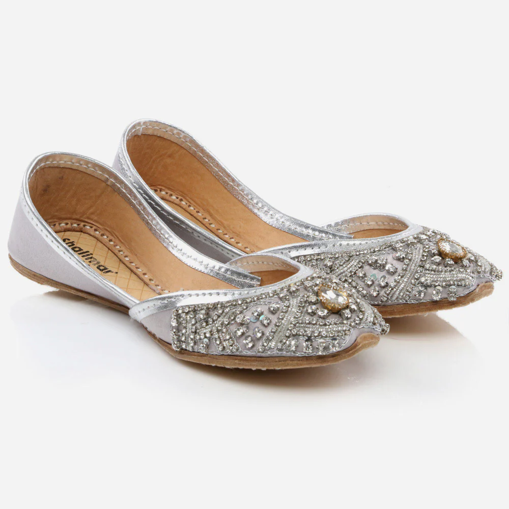 Kids Girls Fancy Evening Wear Indian Handmade Shoes Leather Khussa Juti Mojari Children Flat Slip-ons Sizes 11 UK – 5 UK - Image 2