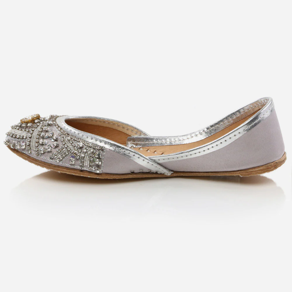 Kids Girls Fancy Evening Wear Indian Handmade Shoes Leather Khussa Juti Mojari Children Flat Slip-ons Sizes 11 UK – 5 UK - Image 3