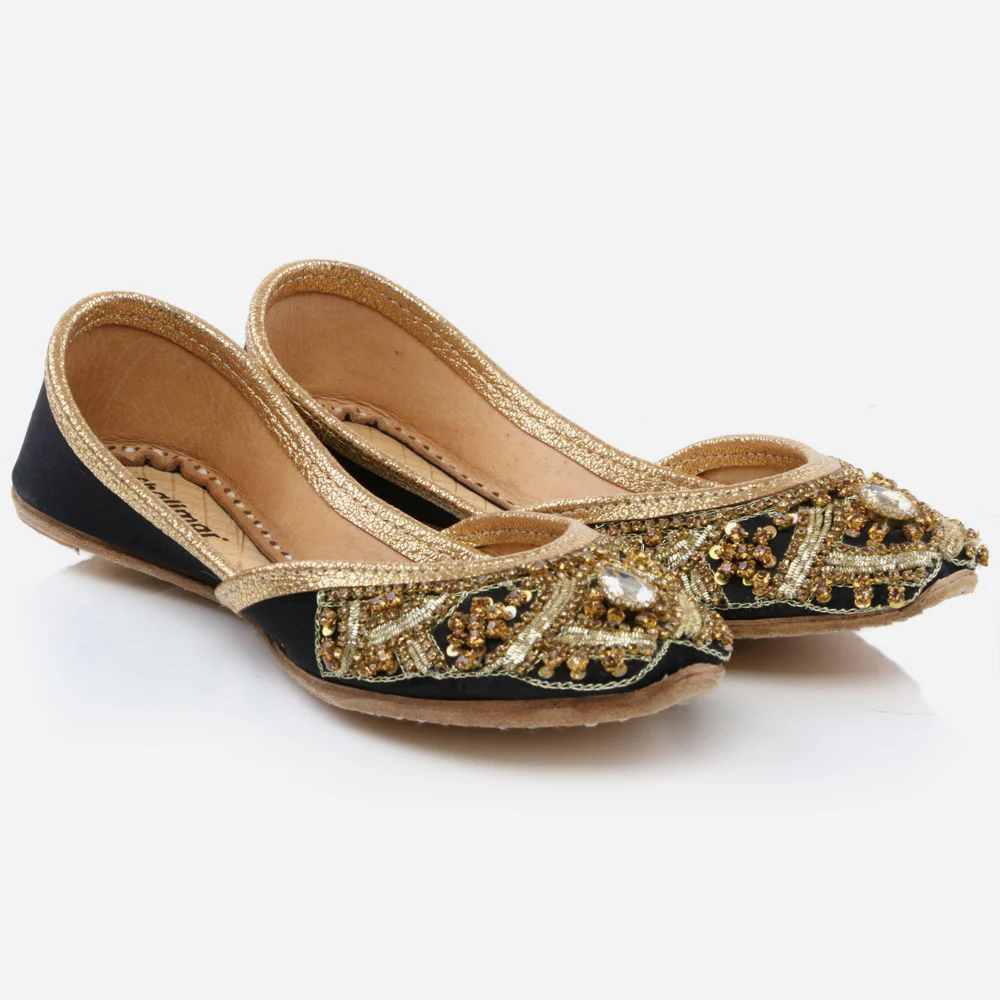 Kids Girls Fancy Evening Wear Indian Handmade Shoes Leather Khussa Juti Mojari Children Flat Slip-ons Sizes 11 UK – 5 UK - Image 2
