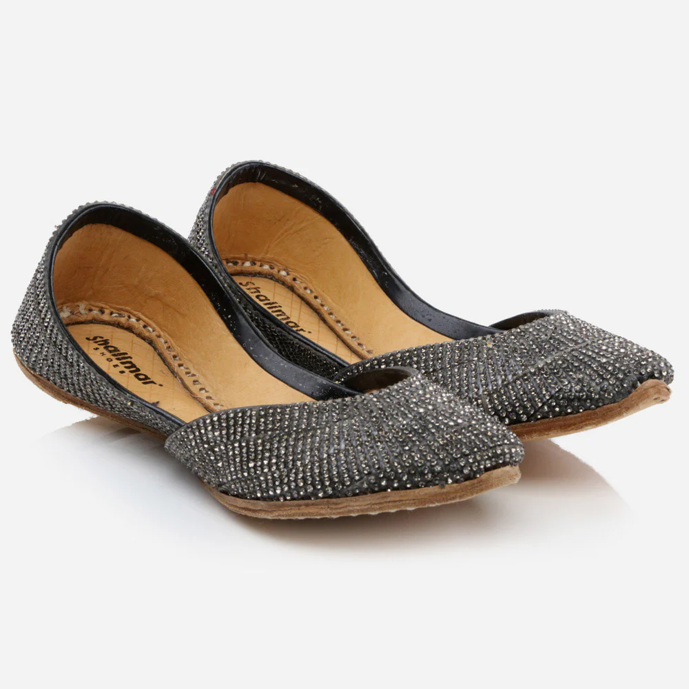 Kids Girls Fancy Stones Adorned Evening Wear Indian Handmade Shoes Leather Khussa Mojari Children Flat Slip-ons Sizes 11 UK – 5 UK - Image 2