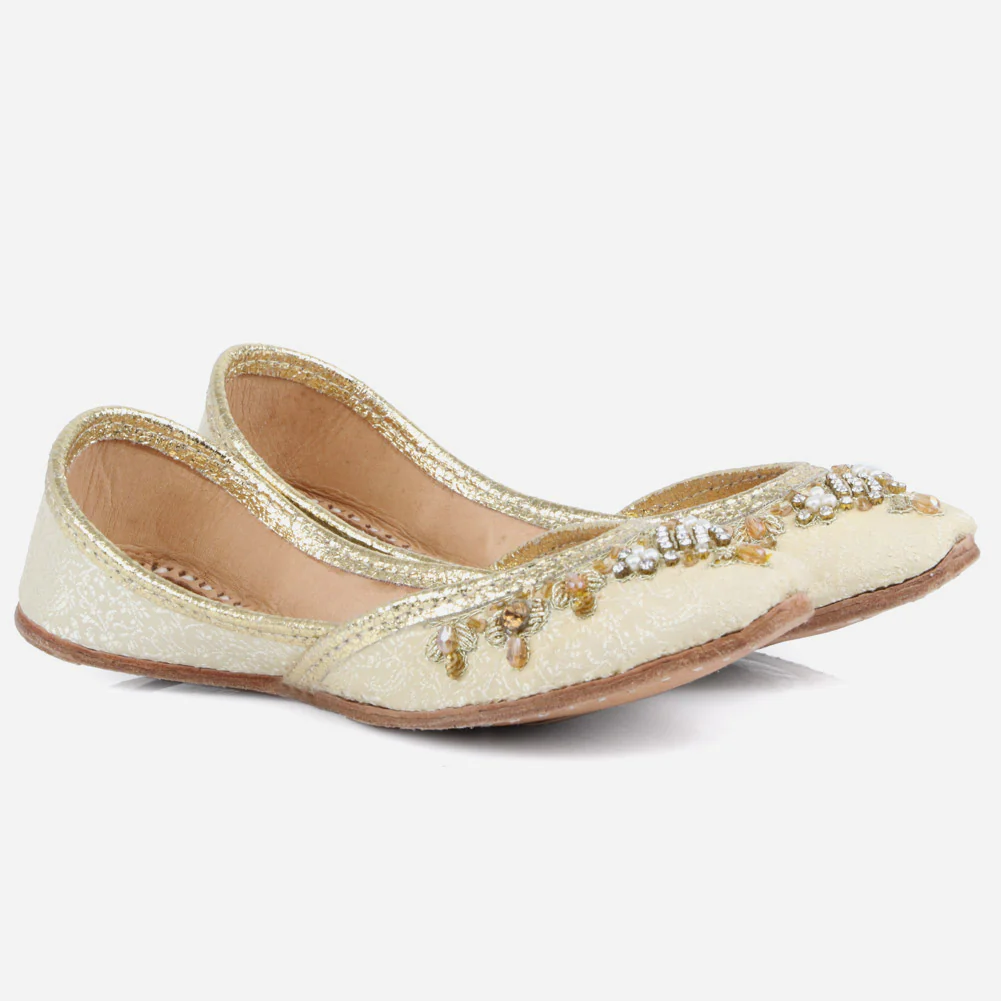 Kids Girls Gold Tilla Work Traditional Indian Handmade Leather Khussa Jutti Mojari Children Pumps Shoes Size 11-5 UK Child - Image 2