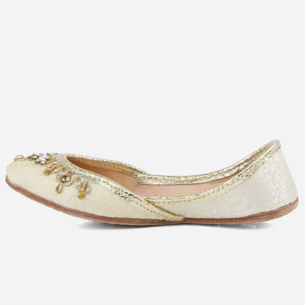 Kids Girls Gold Tilla Work Traditional Indian Handmade Leather Khussa Jutti Mojari Children Pumps Shoes Size 11-5 UK Child - Image 3