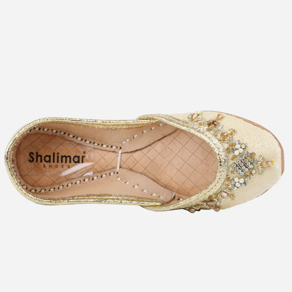 Kids Girls Gold Tilla Work Traditional Indian Handmade Leather Khussa Jutti Mojari Children Pumps Shoes Size 11-5 UK Child - Image 4