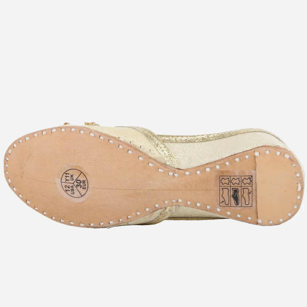 Kids Girls Gold Tilla Work Traditional Indian Handmade Leather Khussa Jutti Mojari Children Pumps Shoes Size 11-5 UK Child - Image 5