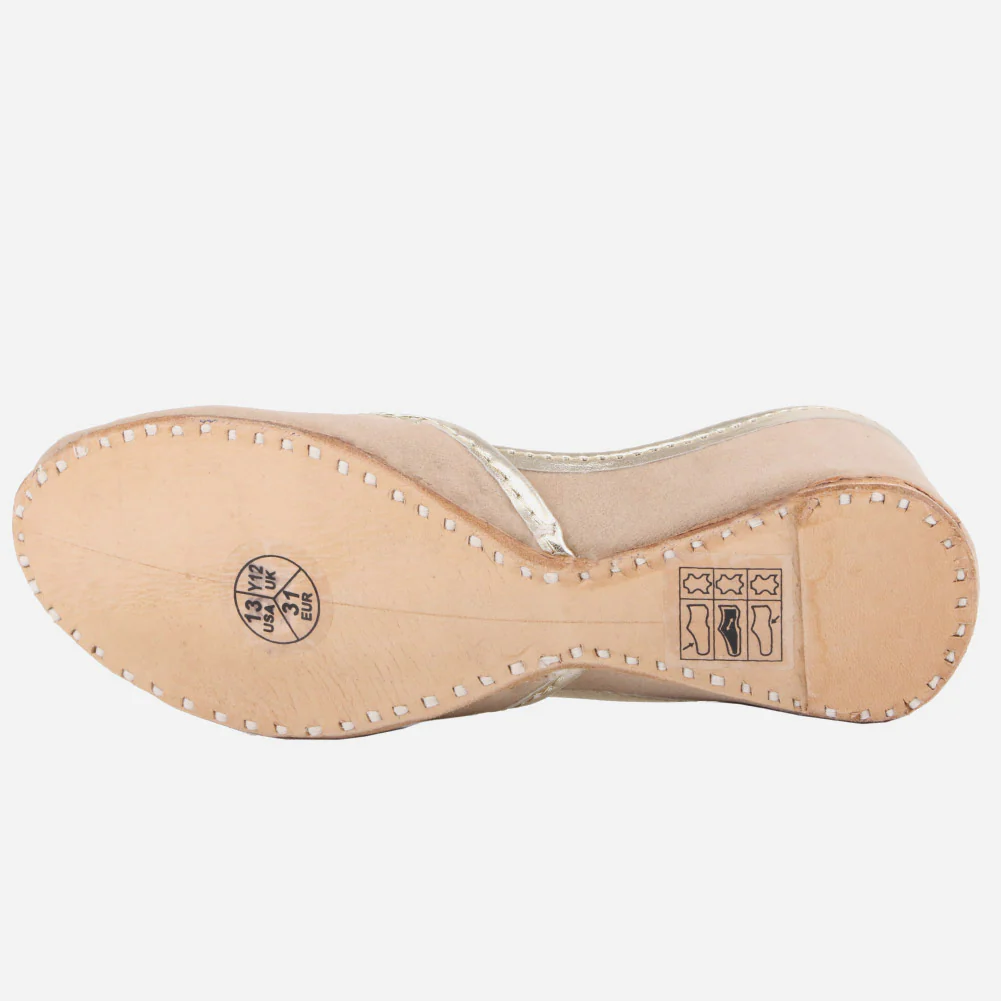 Kids Girls Velvet Detailing Traditional Indian Handmade Leather Khussa Jutti Mojari Children Pumps Shoes Size 11-5 UK Child - Image 5