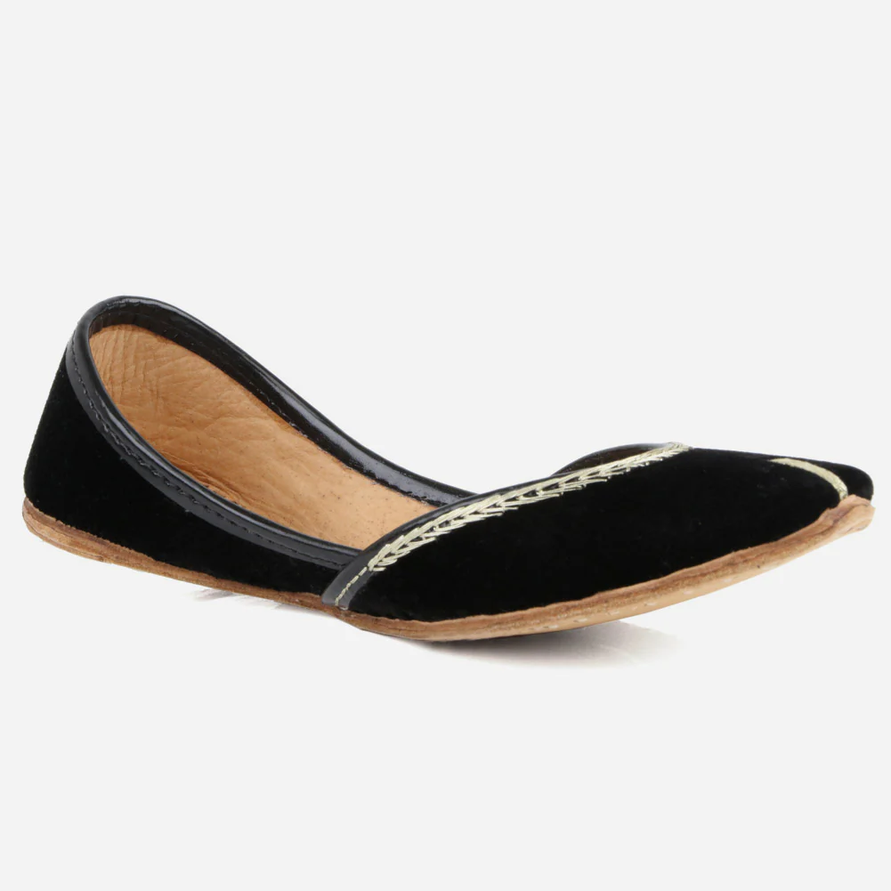 Kids Girls Velvet Detailing Traditional Indian Handmade Leather Khussa Jutti Mojari Children Pumps Shoes Size 11-5 UK Child