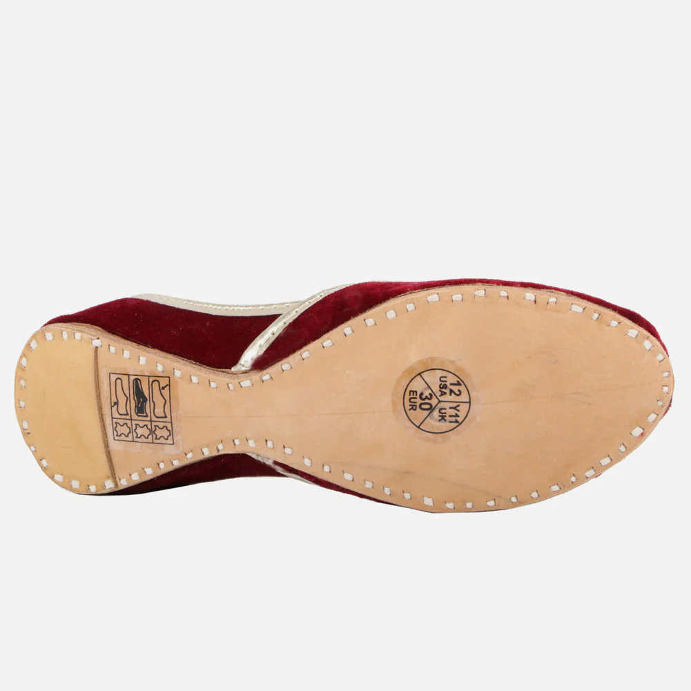 Kids Girls Velvet Detailing Traditional Indian Handmade Leather Khussa Jutti Mojari Children Pumps Shoes Size 11-5 UK Child - Image 5
