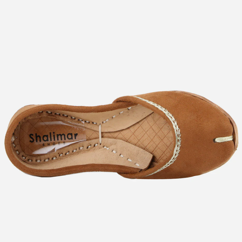 Kids Girls Velvet Detailing Traditional Indian Handmade Leather Khussa Jutti Mojari Children Pumps Shoes Size 11-5 UK Child - Image 4