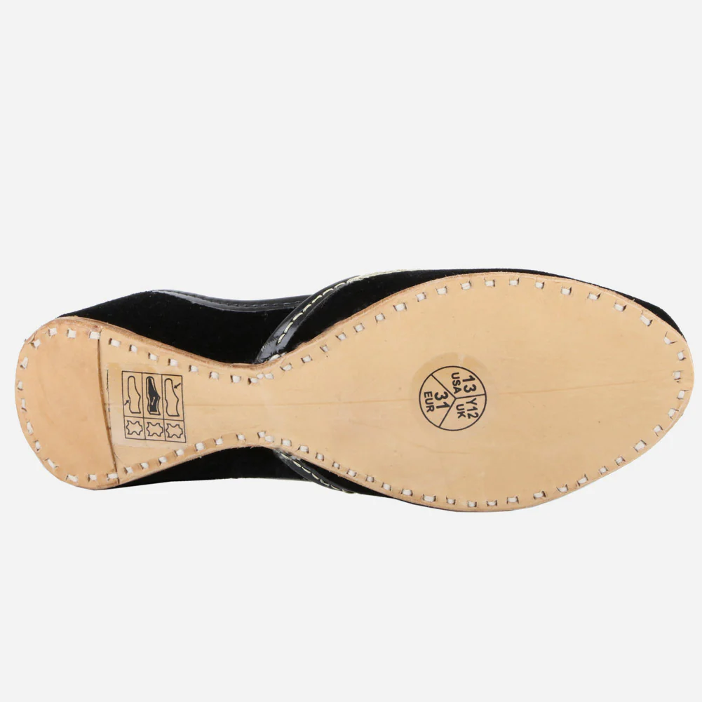 Kids Girls Velvet Detailing Traditional Indian Handmade Leather Khussa Jutti Mojari Children Pumps Shoes Size 11-5 UK Child - Image 5