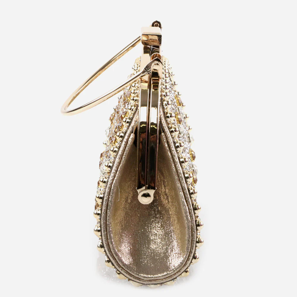 Ladies Bridal Bags Handmade Embellished Diamante Encrusted Metal Framing with Metallic Handle Best Gift for Her - Image 4